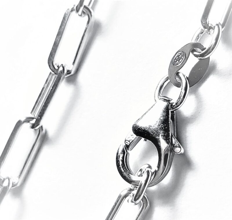 Ασημένια αλυσίδα λαιμού κρίκος ορθογώνιος 40cm - Image 2