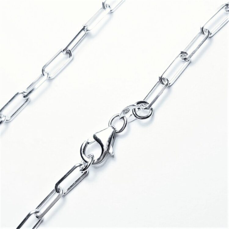 Ασημένια αλυσίδα λαιμού κρίκος ορθογώνιος 40cm