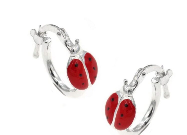 Παιδικά κρικάκια ασημένια πασχαλίτσα.