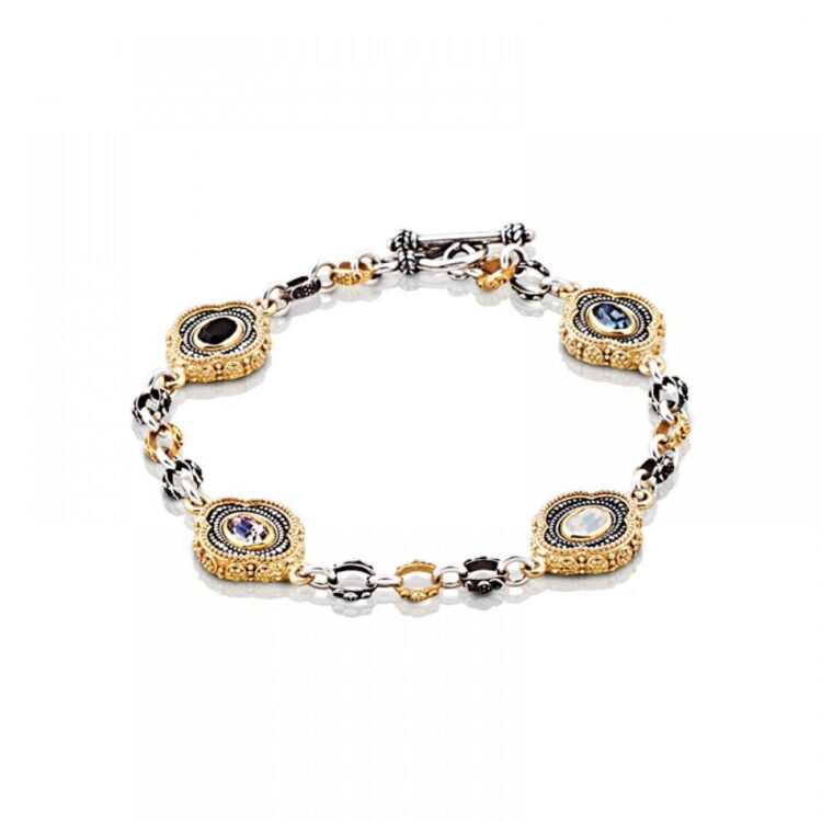 Βυζαντινό βραχιόλι σταυρός μπλε κρύσταλλα swarovski Dimitrios Exclusive