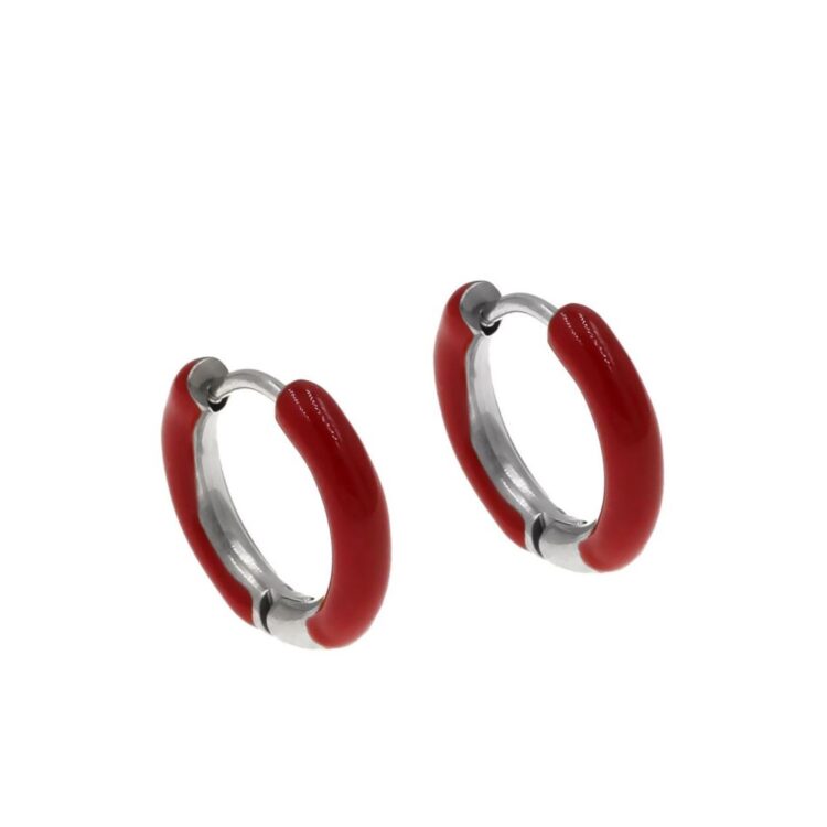 Κρίκοι ατσάλι με κόκκινο σμάλτο