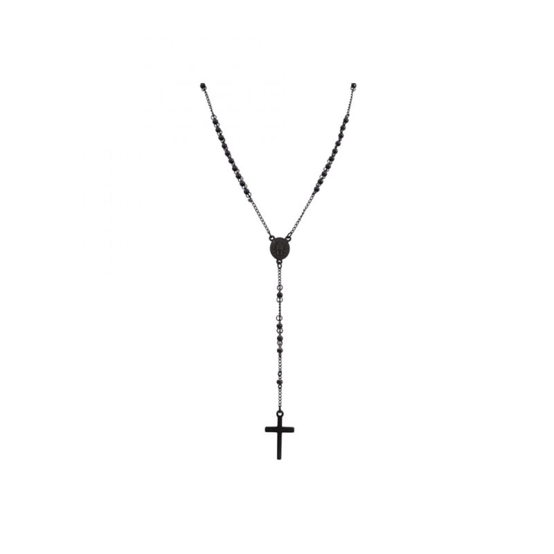 Κολιέ ροζάριο μαύρο ατσάλι.