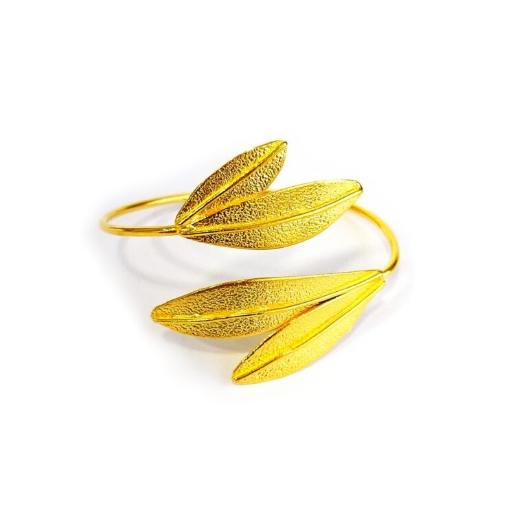Γυναικείο βραχιόλι επίχρυσο φύλλο ελιάς.