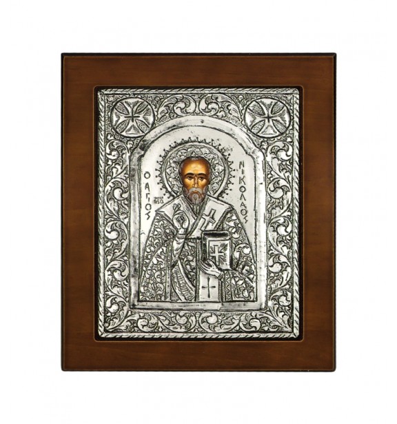 Εικόνα Αγίου Νικολάου Ασημένιο Φίλμ 925-101