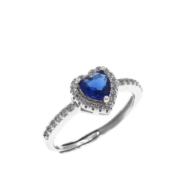 Δαχτυλίδι ασημένιο ροζέτα καρδιά μπλε πέτρα