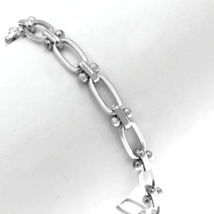 Βραχιόλι ατσάλι κρίκος οβάλ με μπίλιες.