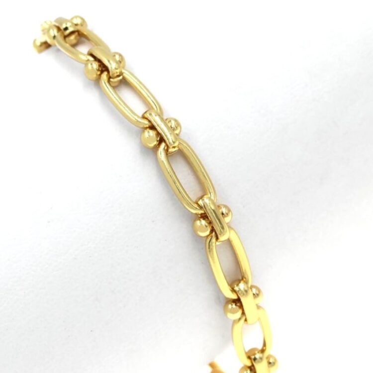 Βραχιόλι ατσάλι κρίκος οβάλ με μπίλιες, επίχρυσο.