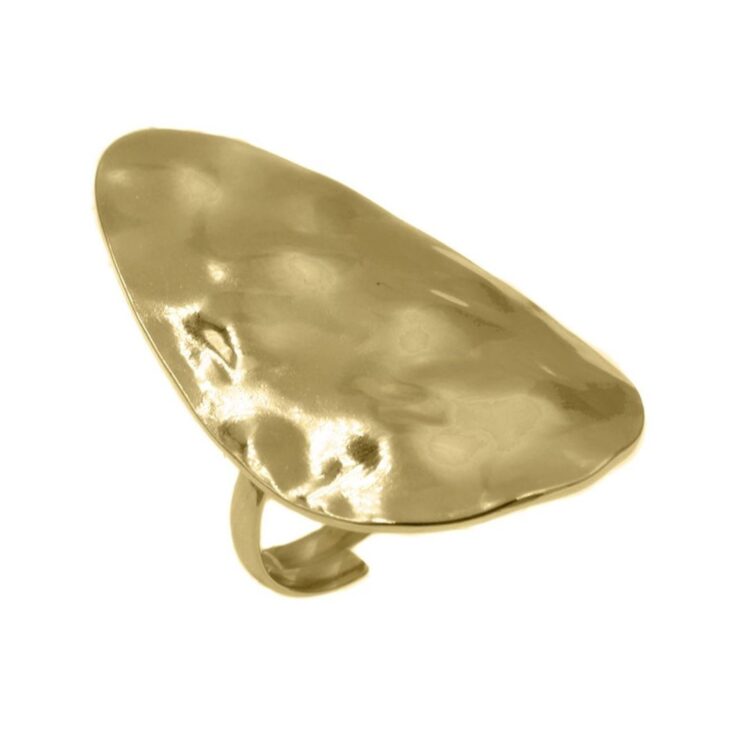 Γυναικείο δαχτυλίδι δάκρυ σφυρήλατο ατσάλι επίχρυσο